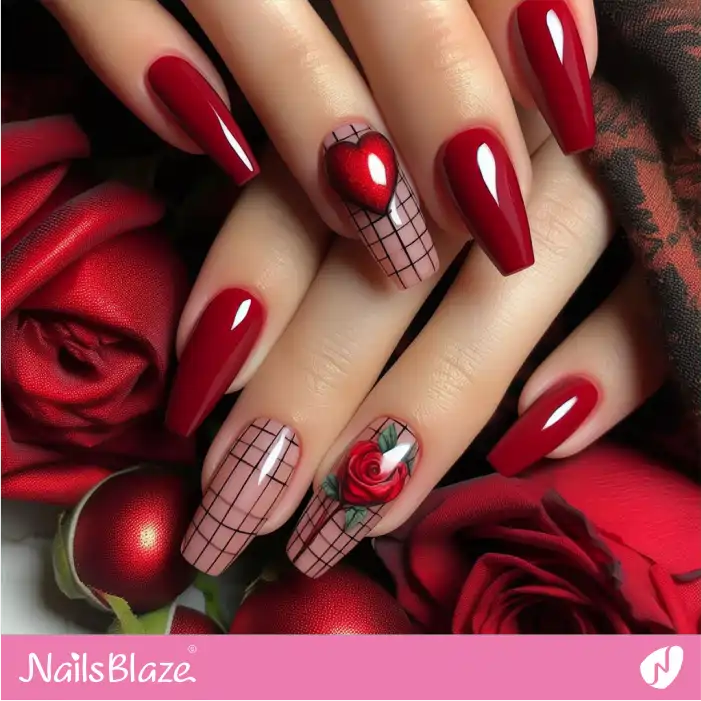 Valentine Blood Red Nails Design | Valentine Nails - NB2936